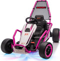 24V 8.5 MPH Electric Go Kart for Kids, 400W Powerful Drift Kart w/Front EVA Wheel & Metal Frame, Ride on Toy w/Music & Lights, Suspension, 2 Speed, 5 Point Harness, Crazy Cart for Ages 6+, Pink