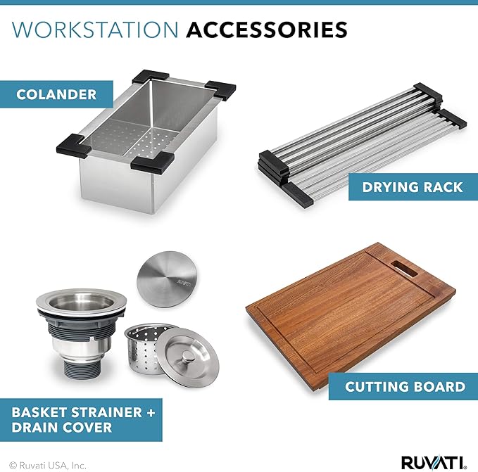 Ruvati 30 x 22 inch Workstation Drop-in Tight Radius Topmount 16 Gauge Ledge Stainless Steel Kitchen Sink Single Bowl - RVH8030