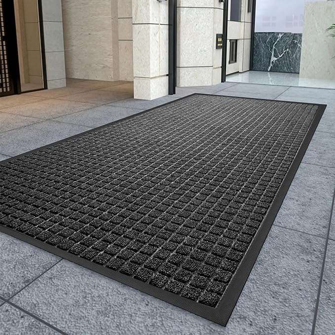Kuyal Front Door Mat, 4'*6' Door Mat for Inside Outside Entrance,Waterproof Welcome Mats with Non-Slip Backing, Indoor Outdoor Entryway, Commercial Floor Mats, Durable & Easy to Clean, Dark Gray