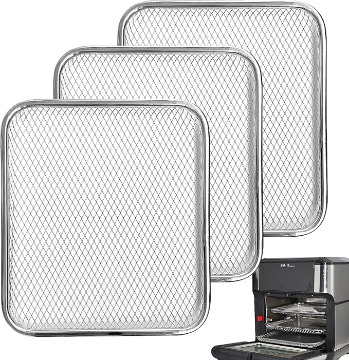 3-Pack Cooking Crisper Trays: Mesh Stainless Steel Replacement Trays Fit Instant Pot Air Fryer Oven 10QT - Max Airflow - BPA-Free - Teflon-Free - 2026