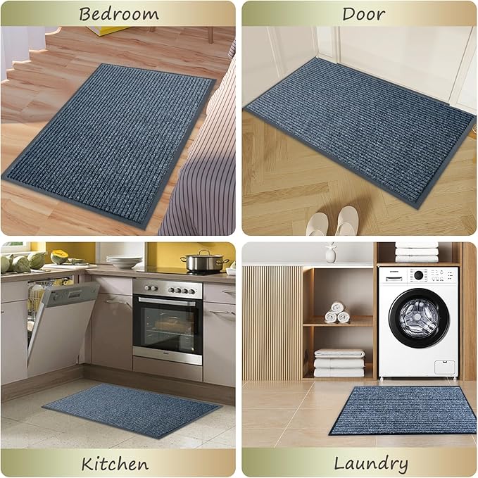 Front Door Mat,3'x6'Indoor Outdoor Door Mat,Heavy Duty Durable Welcome,Commercial Floor Mats Inside Outside Entrance, Waterproof All-Season, All-Weather Non Slip Backing Doormat for Entryway,Dark Gray
