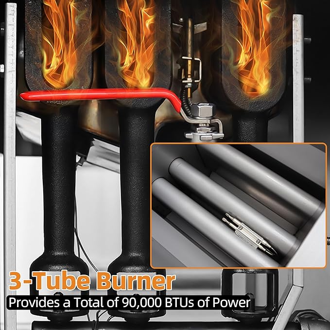Commercial Gas Floor Fryer with 2 Baskets, 90000 BTU Propane Gas Fryer - Only Commercial Use, Precision Temp Control, Stainless Steel Deep Fryer for Restaurants, Fast Food, Food Trucks