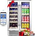 BODEGACOOLER Wine and Beverage Refrigerator, 24 Inch Under Counter Commercial Beverage Refrigerator, Large Capacity Back Bar Cooler With 2 Glass Doors,LED Lighting for Beer,Soda,Wine,4.1 Cu.Ft.,Black.