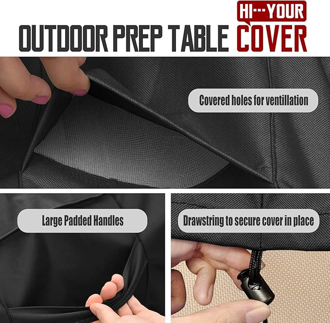 40" Outdoor Prep Table Cover – Fits Royal Gourmet Double-Shelf & Keter Unity 32" Portable Cart – Waterproof 420D Heavy Duty BBQ Bar Cart Cover, Fade Resistant with Vents (Black)