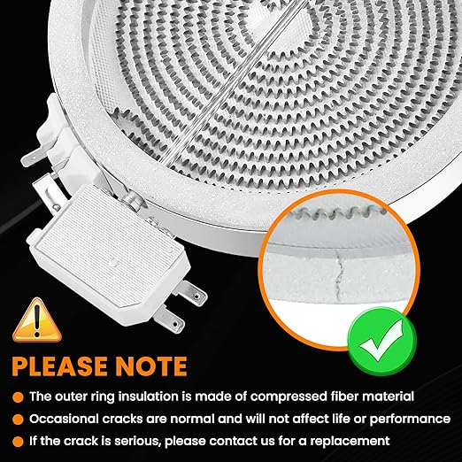 Upgraded 6.5 In DG47-00060A W11171119 WB30T10145 Electric Range Single Radiant Surface Heating Element Replacement for Whirl-pool May-tag Kitchen-Aid Jenn-Air Range Stove, 8273994 By Fetechmate