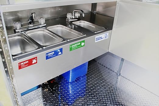 [Enhanced] Wash Rinse Sanitize Sink Labels, Hand Wash Only, and Employee Must Wash Hands | 3 Compartment Sink Stickers | Training Labels for Dishwashing | Food Service Operators (1 Set: 6 x 2 in)