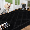 JSEI Dirt Trapper Door Mat 36"x60", Non-Slip Washable Entryway Mats, Dog Door Mat, Stain Resistant and Absorbent Floor Mats, Low Profile Welcome Mat for Front Back Door, Black