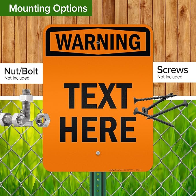Custom warning Sign, OSHA Sign, 18x24 Inches, 3M EGP Reflective, Rust Free .080 Aluminum, Fade Resistant, Made in USA by My Sign Center