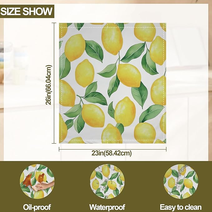 Magnetic Dishwasher Cover,Lemon Reusable Dishwasher Magnetic Cover Green Leaves Decorative Door Covers Panel for Home Kitcen 23" x 26"