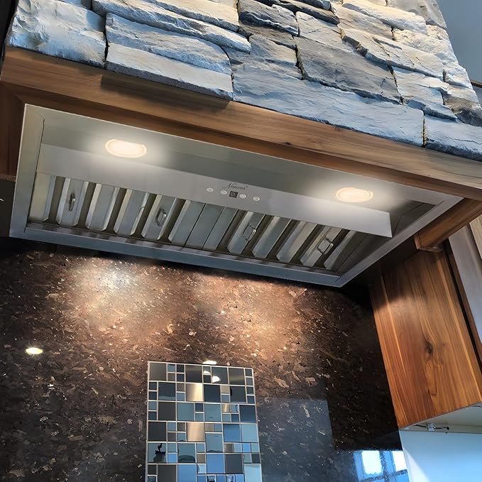 Akicon Range Hood Insert 30 Inch, Ultra Quiet, Powerful Suction Built-in Kitchen Vent Hood, Stainless Steel Ducted Stove Hood with Dimmable LED Lights, 3-Speeds 600CFM