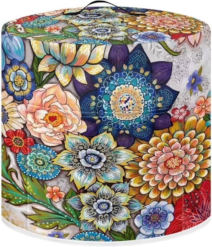 Dust Cover for 3 Quart Pressure Cooker Air Fryer Rice Cooker Kitchen Appliance Dust Covers with Storage Pockets Dust-proof Washable, Blooming Flower