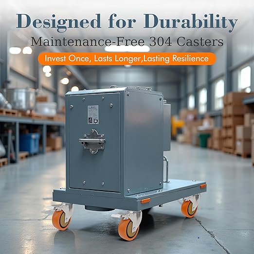 4 Inch 304 Stainless Steel Swivel Caster with Brake, Set of 2, Heavy Duty Industrial & Commercial Anti-Corrosion Casters for Hospital, Lab Equipment, Food Service, Furniture