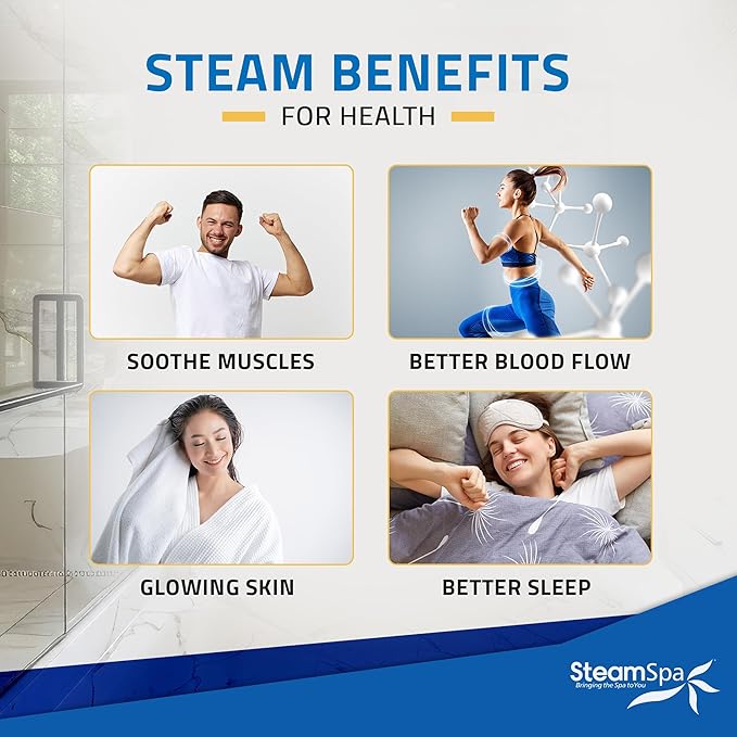 SteamSpa Steam System 15kW Steam Shower Generator with Bluetooth Wifi, Quickstart Continous Steam, Advanced Touch Pad Screen, Chroma Lights, Drain Pan and Auto Drain Chrome RVBS1500CH-A