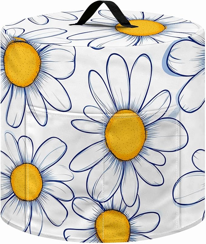 Kitchen Appliance Accessories Dust Cover for 3-6-8 Quart Instant Pot, Pressure Cooker, Air Fryer & Crock Pot,Decorative Appliance Cloth Cover with Top Handle & Storage Pockets (Daisy, 8 Quart)