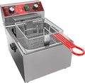 EGGKITPO Electric Deep fryer Single Tank Deep Fryer with Basket Capacity 10L(10.5QT) Electric Countertop Fryers with 60 Minute Timer for Home Kitchen and Restaurant, 1800 Watts, 120V