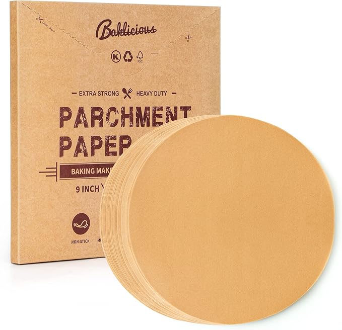 Baklicious 250Pcs 9 Inch Parchment Paper Rounds. Non Stick Round Parchment Paper, Baking Parchment Circles for Cake Baking, Patty Separating, Tortilla Wrapping