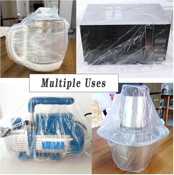 60 PCS Clear Kitchen Small Appliance Covers,Disposable Plastic Dust Cover for Instant Pot,Slow Cooker,Toaster Oven,Blender,Air Fryer,Food Processor,Mixer,Meat Slicer,Coffee & Bread Maker
