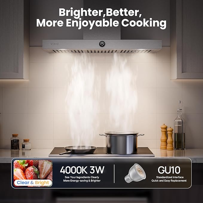 36 Inch Wall Mount Range Hood 1200CFM, Stainless Steel Convertible Ductless/Ducted Stove Vent Hood, Low Noise Kitchen Vent Hoods with Duct Cover, 2 Lights 3 Baffle Filters, Touch & Knob Control