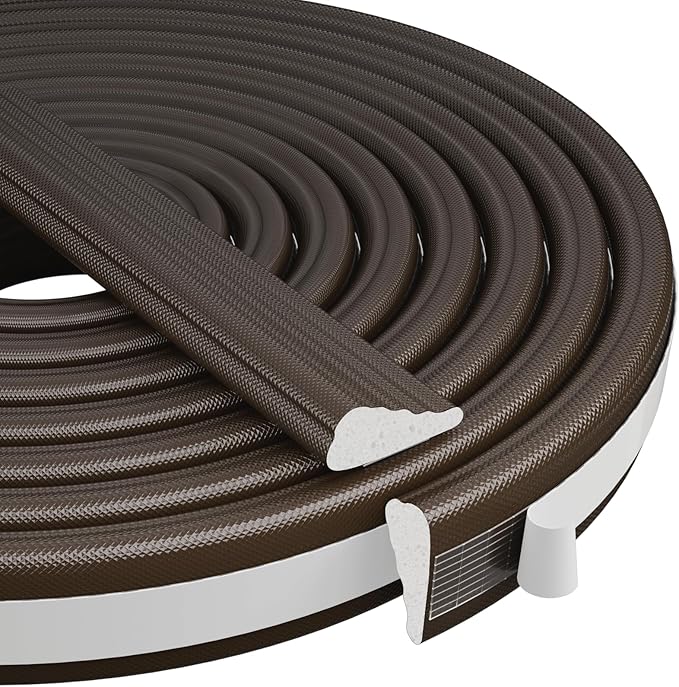 2Pcs×196" Wedge-Shape Foam Window Weather Stripping Door Seal Strip,Soundproofing Frame Insulation Tape for Exterior Front Door,Noise Cancelling Window Inserts,Door Gap Filler Light Blocker,Brown
