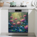 Fantasy Garden Dishwasher Magnet Cover,Colorful Flowers Kitchen Decor Waterproof Refrigerator Magnet Appliance Cover Protector,23Wx26H Inches