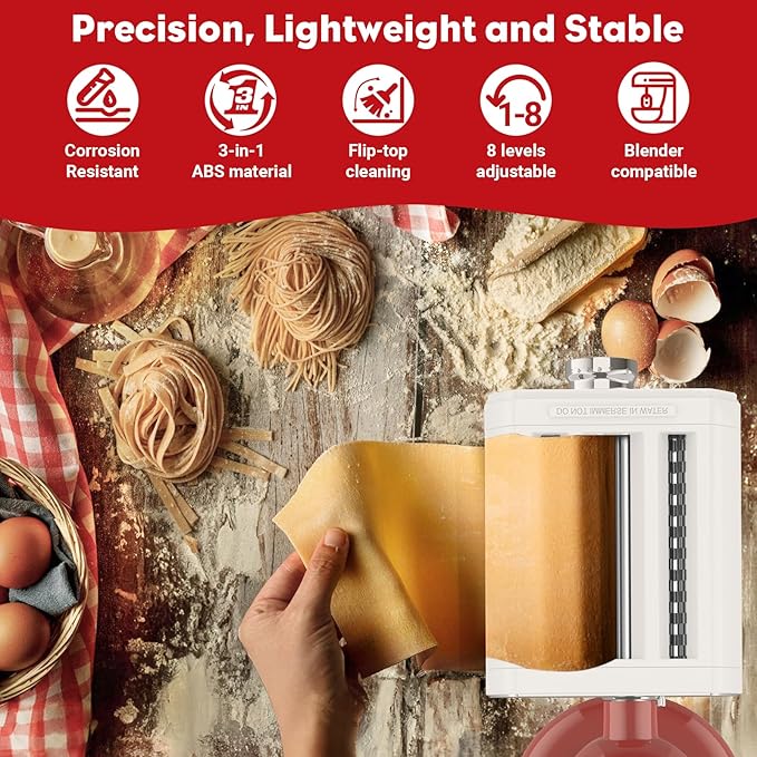 Pasta Attachment for KitchenAid Stand Mixer, 3-1 Pasta Maker Kitchenaid Attachment, Included Pasta Sheet Roller, Spaghetti Cutter, Fettuccine Cutter, Pasta Maker Machine by TPGSING