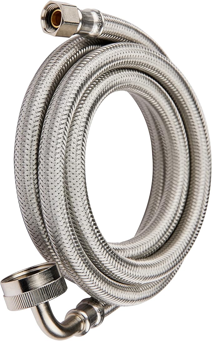EFIELD 10 Feet Length Dishwasher Hose with 90 Degree FGH Elbow, Water Supply Line, Premium Braided Stainless Steel,(HOSE061)