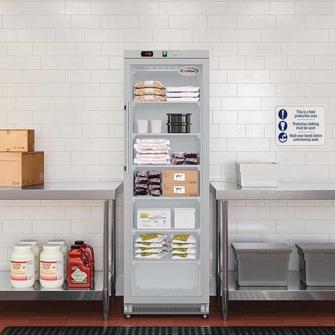 KoolMore 12 Cu. ft. Commercial Freezer with Glass Door in Stainless Steel - Manual Defrost (KM-MFD-12GSG)