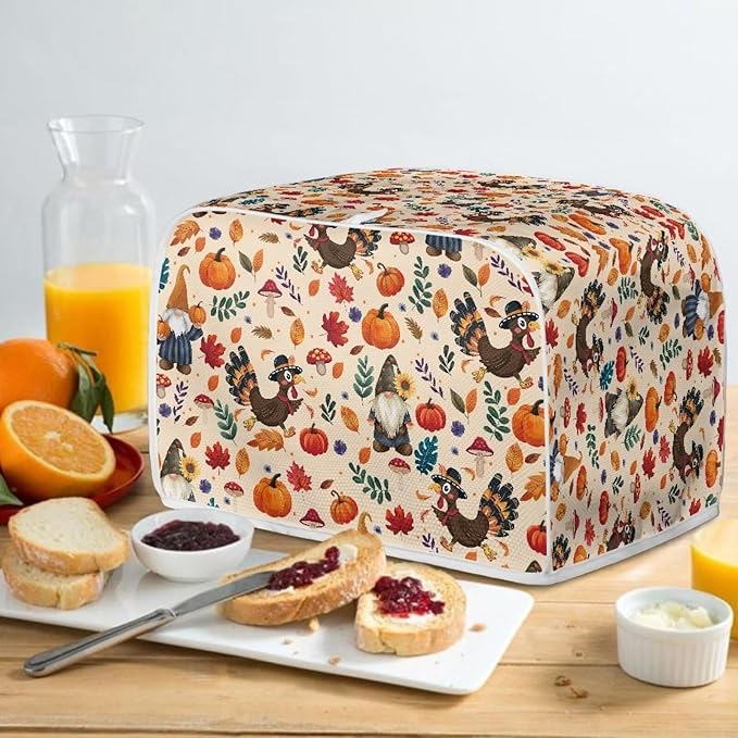 UNICEU Fall Pumpkin Turkey Toaster Covers 2 Slice Bread Maker Dust Cover Kitchen Small Appliance Dust Protector Thankgiving Day Gift