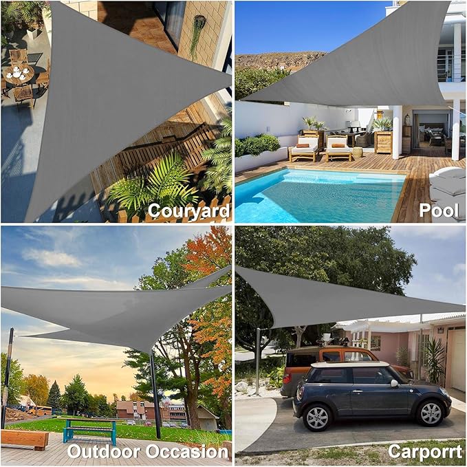Amagenix Sun Shade Sail 12'X12'X12' Curved Edge Outdoor Shade Canopy Dark Grey Breathable 95% UV Block Shade Cloth for Patio Garden Backyard (We Make Custom Size)