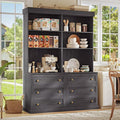 71" Tall Farmhouse Kitchen Pantry, Large Freestanding Storage Cabinet with Drawers, Coffee Bar Hutch with Microwave Stand and Adjustable Shelves for Kitchen and Living Room, Black, Set of 2