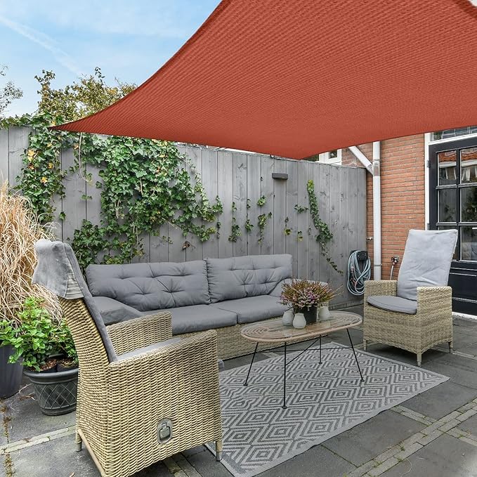AsterOutdoor Sun Shade Sail Rectangle 8' x 12' UV Block Canopy for Patio Backyard Lawn Garden Outdoor Activities, Terra