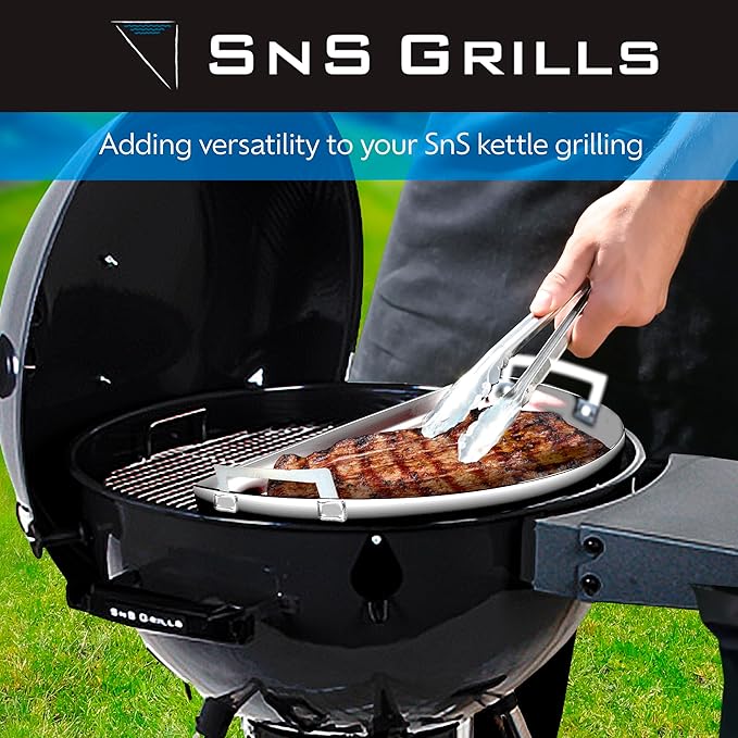 SnS Grills Slow ‘N Sear Mini Drip Pan - Stainless Steel Grilling Accessory for 18" Weber Kettle & Other Kettle Grills, Perfect for BBQ, Baking, and Broiling