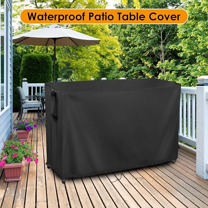 Kingling Outdoor Table Cover for Outdoor Bar Table, 78 Inch Waterproof Patio Bar Table Cover Outdoor Prep Table Covers - 78''L x 36''W x 43''H(Black)