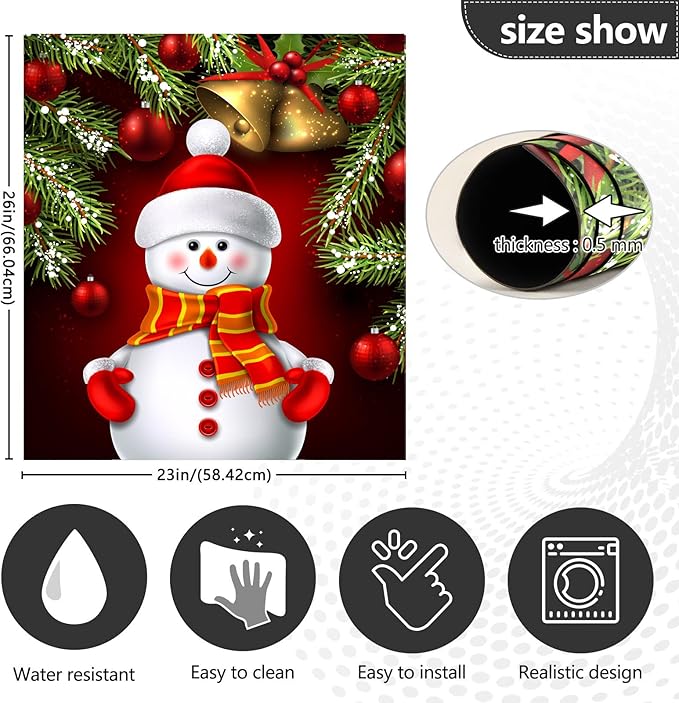 Dishwasher Magnet Cover Panel for The Front, Christmas Red Snowman Bell Magnetic Covers Sticker Decal Washing Machine Cover Decorative Home Season Decor,26x23