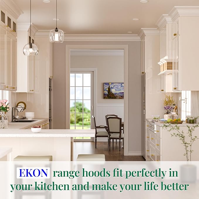 EKON NAB01-36 Range Hood Insert, 900CFM Built-in Range Hoods Ducted/Ductless with 4-Speed Soft Touch Panel Control/Dishwasher-safe Filters, Kitchen Hoods for Over Kitchen Stove