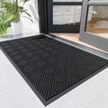 Durable Indoor Outdoor Door Mat, 3' x 4' Heavy Duty Front Door Mat for Entryway, Non-Slip Backing, Stain and Fade Resistant, Absorbent Commercial Floor Mat for High Traffic Area, Black