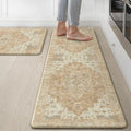 GENIMO Kitchen Mats for Floor 2PCs, Washable Anti Fatigue Mat for Cushioned, 17.3"x47"+17.3"x30", Waterproof Kitchen Rugs, Non Slip Comfort Standing Mat Rug for Home, Sink, Laundry, Orange