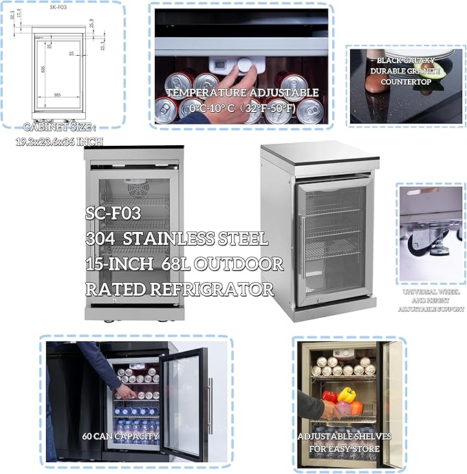 82 Inches 6-Burner 85000 BTU Deluxe Stainless Steel Propane Gas Outdoor Kitchen Bar Barbecue Island Grill with Wine Cooler, Compact Refrigerator, Rotisserie, Granite Countertops & Storage, Silver