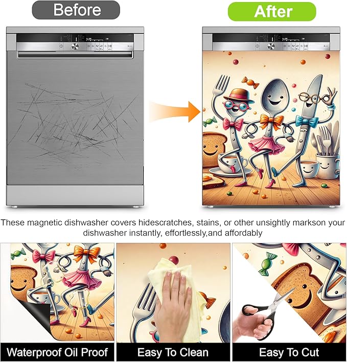 Dishwasher Magnet Sticker Cover Panel Decal Refrigerator Magnetic Sticker Decorative for Kitchen Decoration,Fridge Door Cover, Appliances Stickers 23"x26"