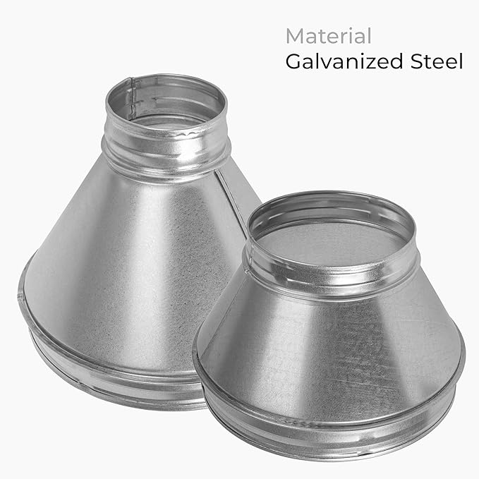 10" to 6" Inch Round Duct Reducer - Male Fit Galvanized Steel Pipe Increaser - Coupling for Round Duct Ventilation Systems - Heating & Cooling HVAC - Vent Pipe Adapter, Duct Connector