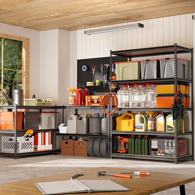 DYNALOAD 4000 Lbs Heavy Duty Garage Shelving, 5-Tier Adjustable Metal Storage Shelves, Boltless Steel Utility Rack for Garage Basement Warehouse, 36" W x 18" D x 72" H