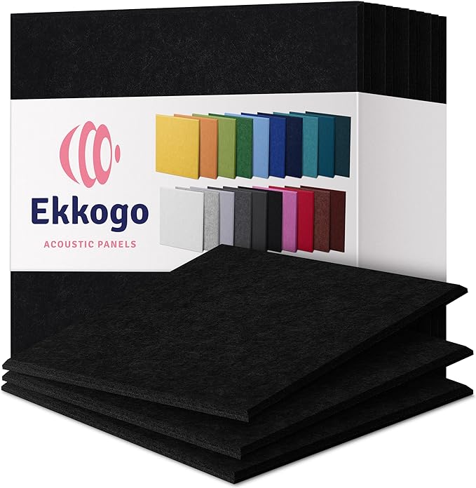 Acoustic Panels 12-Pack Soundproof Wall Panels 12"X12"X0.4" Sound Panels High Density Sound Dampening Panels - [Deep Black Square]