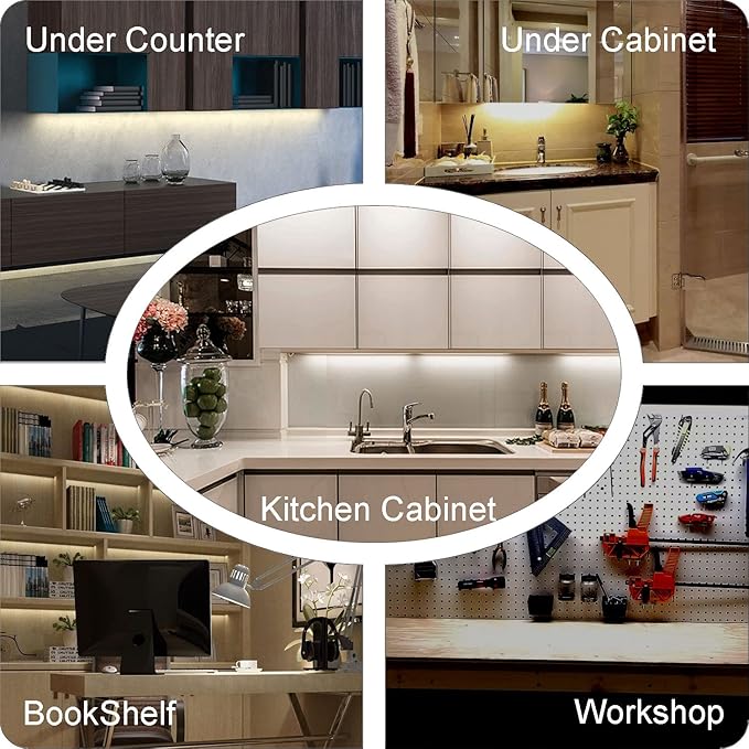 LED Under Cabinet Lighting Touch cabinet light Built-in Adjustable Cable No MESSY Wires! 3 Panel Counter Lights for Kitchen Garage Pantry Closet 3000K 1350Lm Super Bright Good for Timer Smart Plug