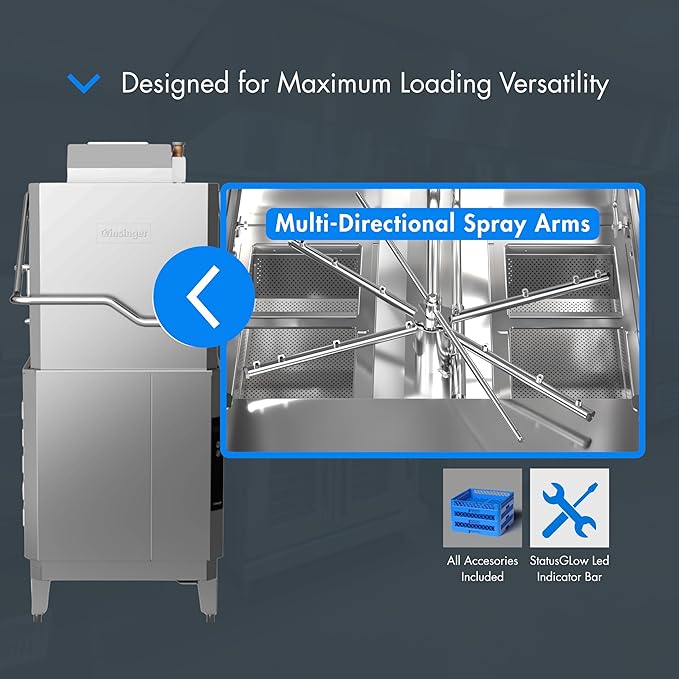 CX20VG-208/3 Premier Series Ventless Dishwasher, Door Type Commercial Dishwasher with Quad-Arm Wash System, VaporGuard 2.0, Booster, 60 Racks/Hr, 1.5 HP Motor, 208V 3PH