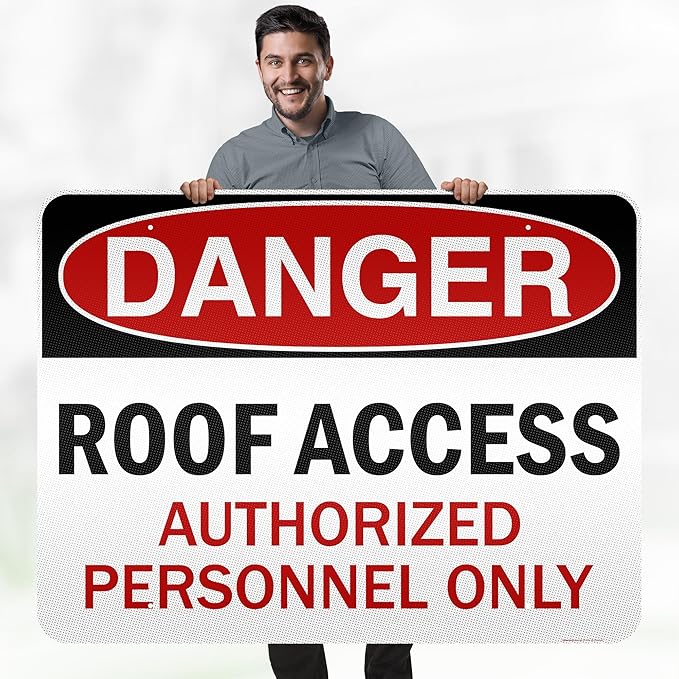 Danger Roof Access Authorized Personnel Only Sign, 36x48 Inches, Reflective, Rust Free DiBound, Fade Resistant, Made in USA by My Sign Center