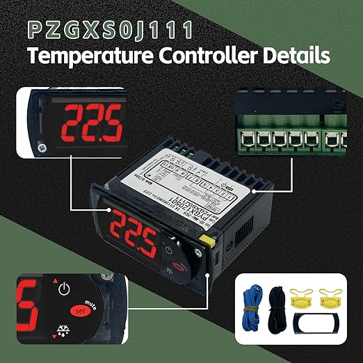 PZGXS0J111 Temperature Controller with 2 NTC Temperature Sensor Probe 115V Refrigeration Cooler Control Fit for Carel and All Refrigerator Types