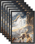 Engineered Wood 15x21 Picture Frame Set of 6, Black Frame for 15 x 21 Inch Picture Poster Photo, Light Weight 15 by 21 Frame with Wood-grain for Wall - 6 Pack/Black/15 x21