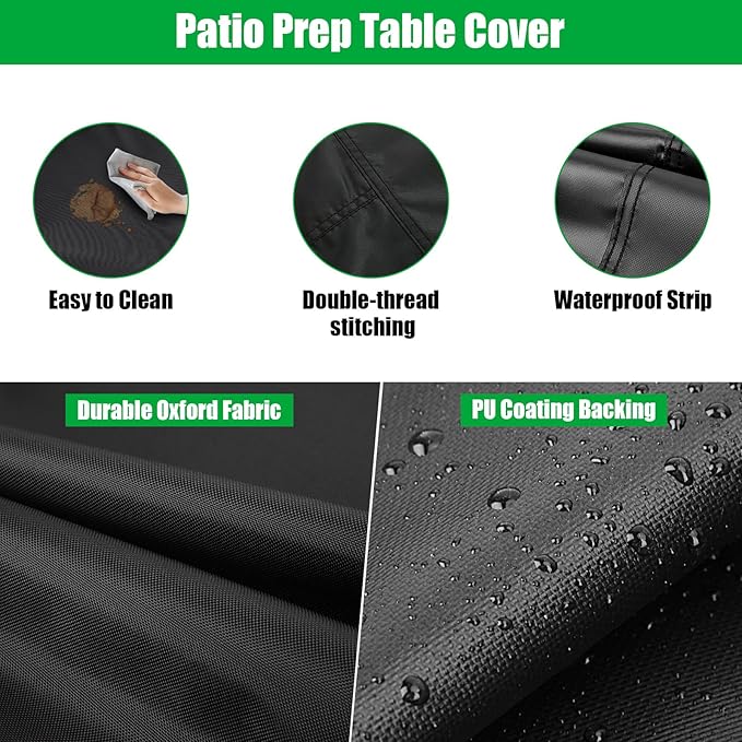 Outdoor Prep Table Cover, 36 x 30 x 35 Inch Waterproof Stainless Steel Prep Cart Table Cover for Outdoor Kitchen Grill Cart Pizza Oven