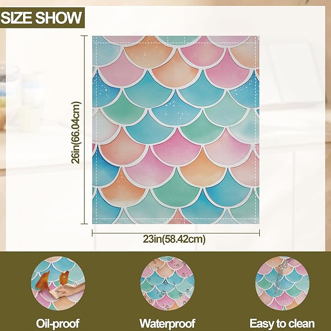 Dishwasher Magnet Cover,Mermaid Scale Colorful Dishwasher Cover Magnetic Home Appliances Refrigerator Decorative 23" x 26"