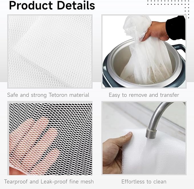 6 Pcs Rice Net, 43.3"×39.4" Sushi Rice Cooking Net, Non-Stick Fine Mesh Rice Cooker Napkins, Tetoron Rice Nets, Cooking Steam Cloths for Homes, Restaurants, Camping